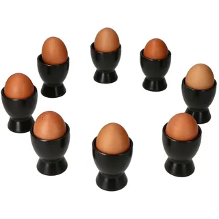 8x Nero Eierbecher schwarz Steingut für 8 Personen Frühstück Brunch Buffet