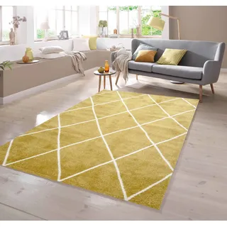 TeppichHome24 Teppich Teppich Skandinavischer Stil Rautenmuster gold creme weiß, rechteckig goldfarben 200 cm x 290 cm