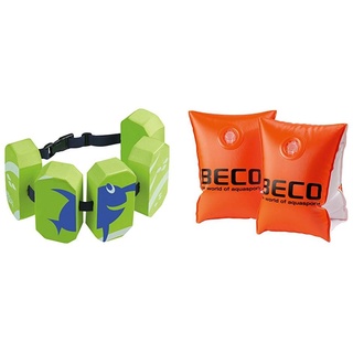 Beco 96071 8 - Schwimmgürtel Sealife, für 2-6 Jahre, 15-30 kg, grün & 09703 Schwimmhilfen Doppelkammersystem, Körpergewicht 15 bis 30 kg