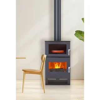 VERSO F Kaminofen mit Backfach Bauart 1, Küchenofen 9 kW BImSchV Stufe 2 - Schwarz