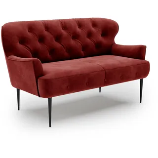CAVADORE 2-Sitzer Küchensofa Amba, Trendige Sitzbank für Küche oder Esszimmer / 153 x 97 x 87 / Hochwertiges Mikrofaser: Rot