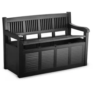 Bestlivings Gartenbank inkl. Stauraum 280L, 130x60x85 cm, Kunststoff, robust, UV- und Wetterbeständig schwarz