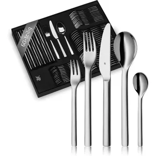 WMF Habitum Besteck Set 12 Personen, Essbesteck 60 teilig, Monobloc-Messer, Crom - Silber