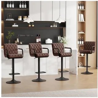 LuxusKollektion Barhocker Barhocker Höhenverstellbar 360Drehbar PU Leder 4 Stück Dunkelbraun 2 braun