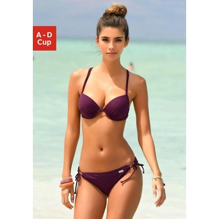 Push-Up-Bikini BUFFALO Gr. 32, Cup A, rot (bordeaux) Damen Bikini-Sets Ocean Blue mit geflochtenem Rückendetail
