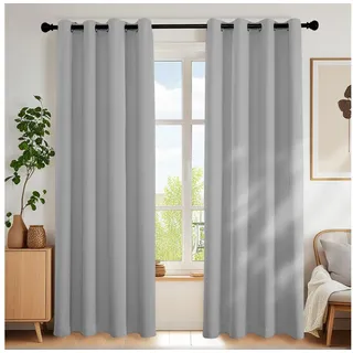 Simloveve Verdunkelungsvorhang 2er-Set Gardinen Blickdichte Thermo Vorhang 260g/m2 (2 St), Ösen, blickdicht, Polyester, Kälteschutz Warm Abdunkelnd, einfarbig, verschiedene Größen grau 140 cm x 145 cm