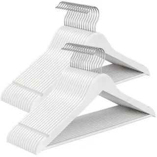 Songmics Kleiderbügel Holz Weiß 30 St.