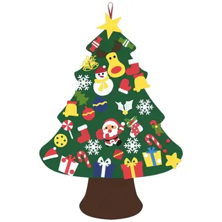 QEENTOE Filz-Weihnachtsbaum DIY Tannenbaum mit 36 abnehmbaren Ornamenten, Wanddeko, Weihnachtsdeko, Filz, Grün - Grün