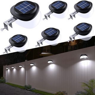 JSOT 6 Stück Solarlampen Dachrinnen Wandleuchten Wegeleuchten für Außen Lampe 9 LED Solarleuchten IP55 Wasserdicht 1600mAh 100LM Für Dekor Zaun Straße Garten Terrasse (Weißes Licht)