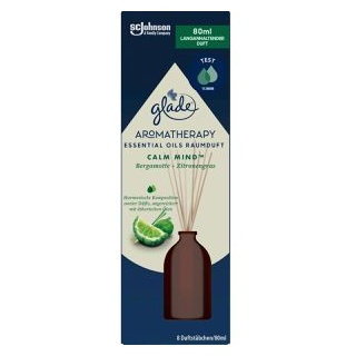glade Raumduft Aromatherapy Essential Oils, 80 ml, mit Stäbchen, Bergamotte Zitronengras, Calm Mind