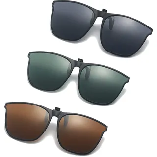 Xinlon 3 Stück Sonnenbrille Damen, Sonnenbrille, Sonnenbrille Herren Polarisiert, Sonnenbrille Zum Aufstecken Polarisiert, Sonnenbrille Sport Für Myopie Brille Im Freien Fahren Angeln Radfahren - L