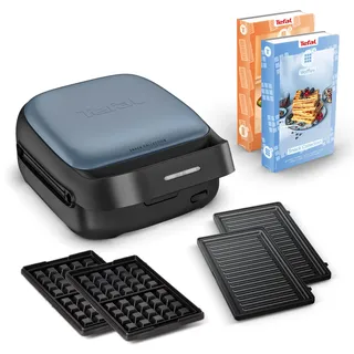 Tefal Snack Collection Sandwich- und Waffeleisen, 700 W, 2 mitgelieferte abnehmbare Plattensets, inkl. Rezeptbücher, Schwarz/Blau, SW8674F0