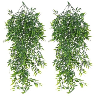 Nicfaky 2 Packungen HäNgende Kunst Pflanzen Bambus Faux HäNgende Bambus BläTter HäNgende für Innen AußEn Wand Haus