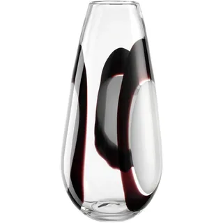 Leonardo Vase Occhi Bianchi, Klar, Schwarz, Weiß, Glas, 17.5x37x17.5 cm, handgemacht, zum Stellen, auch für frische Blumen geeignet, Dekoration, Vasen, Glasvasen