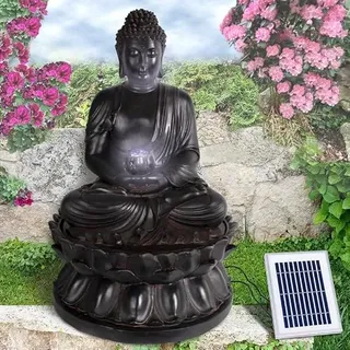 Gartenbrunnen Brunnen Zierbrunnen Zimmerbrunnen Springbrunnen Brunnen Wasserfall Wasserspiel für Garten, Gartenteich (Solar - Brunnen Buddha-Eternity mit LED-Licht)