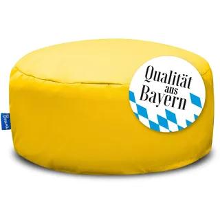 Bruni Pouf Sitzhocker M in Gelb – runder Sitzpouf, Indoor und Outdoor als Fußhocker, Yoga-Sitzkissen, Meditationskissen geeignet, in Deutschland gefertigt