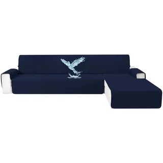 Wasserdichter L-form Ecksofa Überzug, 2-sitzer, Dunkelblau, Rutschfest & Waschbar