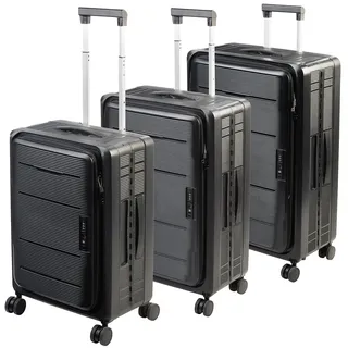 Xcase faltbare Hartschalen-Koffer Koffer-Set 3-tlg. schwarz