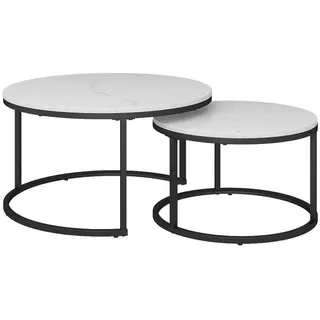 Vicco Couchtisch Montreal Weiß Marmor-Optik 77 x 40 cm Wohnzimmertisch 2er-Set