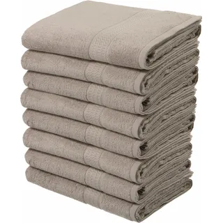 Handtuch MY HOME "Juna, 8 Handtücher 50x100, 100% Baumwolle" (Packung) Gr. B/L: 50 cm x 100 cm (8 St.), grau (taupe) Handtücher Set und als Serie, Handtuch-Set mit Bordüre, Uni-Farben, weich