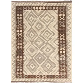 Nain Trading Orientteppich Kelim Afghan 151x200 Handgewebter Orientteppich, rechteckig, Höhe: 5 mm beige