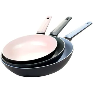 Genius Cerafit Trend Pastell Edition Pfannenset 3 tlg. Bratpfanne 20, 24, 28 cm – Keramik Antihaft Pfannen für Induktion & alle Herdarten, spülmaschinenfest, hitzebeständig und kratzfest