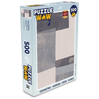 MuchoWow Puzzle Geometrie - Formen - Grau - Würfel, 500 Puzzleteile, Foto-Puzzle, Bilderrätsel, Puzzlespiele, Spielzeug bunt