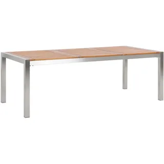 Beliani Gartentisch 220 x 100 x 74 cm Hellbraun/Silber
