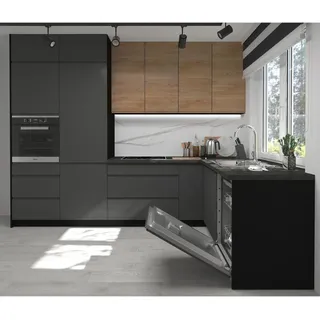 Feldmann-Wohnen Winkelküche Avellino 302 x 232 cm Blum Metabox lava/graphit matt