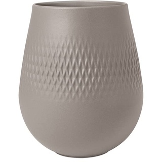 Villeroy & Boch - Manufacture Collier taupe, kleine Vase Carré, 15 cm, Premium Porzellan, Taupe