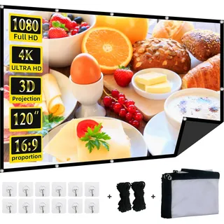 Foldable 120-inch Projector Screen,XINLEMY 4k 16:9 Anti-Crease Portable Washable Projector Backing Black Absorbs Light Movies Screens for Home Theater Backyard Indoor and Outdoor Camping