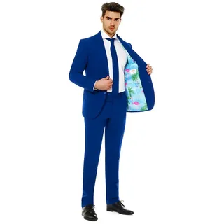 Opposuits Anzug Navy Royale Anzug Karneval Faschingskostüm Herren Außen blau, innen tropical! blau 50