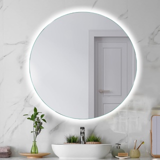 SARAR Runder Badezimmerspiegel mit indirekter rundum LED-Beleuchtung Bad 110cm Made in Germany Designo MAR113 Wandspiegel Badspiegel led
