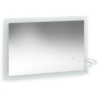 Vicco Badezimmerspiegel Weiß, 60 x 40 cm, Badezimmer Spiegel Badmöbel Hängespiegel Spiegelbeleuchtung Touch-Switch dimmbar rahmenlos