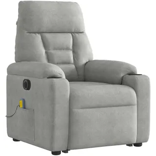 vidaXL Massagesessel mit Aufstehhilfe Mikrofasergewebe 89,5 x 103,5 x 0 cm Hellgrau elektrisch
