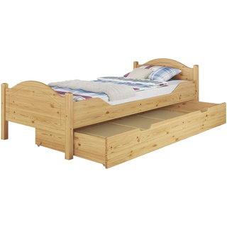 Erst-Holz Einzelbett Kiefer 90x200 mit Lattenrost, Matratze und Bettkasten 60.30-09MS4