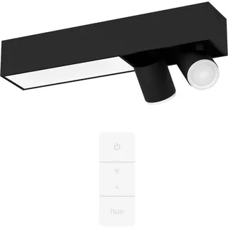 Philips Hue Smarte LED-Leuchte Bundle White & Color Ambiance Centris 2er Spot schwarz, Abschaltautomatik, Bluetooth, CCT - über Fernbedienung, Dimmer, Dimmfunktion, Farbsteuerung, Farbwechsel, Fernbedienung, Infrarot inkl., Leuchtdauer einstellbar, Memoryfunktion, Nachtlichtfunktion, RGB, Smart Home, Timerfunktion, dimmbar über Fernbedienung, erweiterbar, mehrere Helligkeitsstufen, LED wechselbar, RGB, inkl. Philips Hue Dimmschalter schwarz