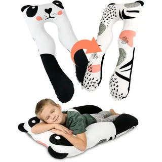 MKS Kinderkissen für Bett Schlafen 60x120cm | Seitenschläferkissen Kinder | Kinderkopfkissen | Komfortkissen Kinder | Kissen kuschelkissen (Panda)