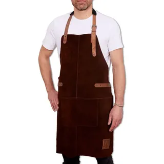 REDSALT® Grillschürze Premium Lederschürze braun, Profi Grillschürze 84x62 cm, 100% Wildleder, Rindsleder braun