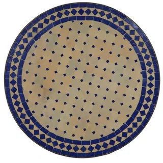 Casa Moro Gartentisch Marokkanischer Mosaiktisch Ø 60 cm rund Blau Terrakotta (Mosaik Beistelltisch Bistrotisch Balkontisch, MT2031), mit Gestell Höhe 73 cm, Kunsthandwerk aus Marrakesch blau