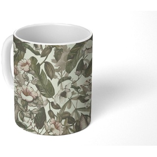 MuchoWow Tasse Blumen - Blätter - Vintage - Muster, Keramik, Kaffeetassen, Teetasse, Becher, Teetasse, Geschenk bunt
