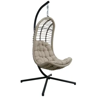 Hängesessel, Anthrazit, Sand, Metall, Textil, Füllung: Polyester, 95x196x95 cm, wetterbeständig, Gartenmöbel, Hängesessel