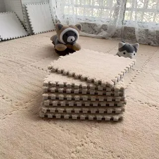 Volltonfarbe Wohnzimmer Ineinandergreifende Puzzle-teppiche,Flauschige Schlafzimmer EVA Schaumstoff Teppiche,Dick PlüSch Weiche Krabbelmatte,10 Stück (1 Stück 30*30cm),Schallschutz,Schutzboden. ( Colo