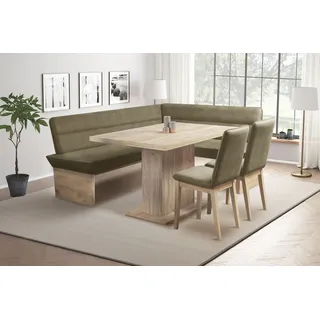 OTTO home Eckbankgruppe OTTO HOME "Beluna + Cross Essecke Sitzgruppe Eckbank Küchenbank", braun (cappuccino), B:210cm H:89cm T:169cm, Sitzmöbel-Sets, Eckbankgruppe, Sitzgruppe Esszimmer Stühle Tisch und Bank bequem gepolstert
