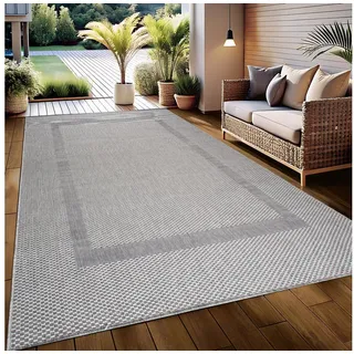 my home Teppich Venedig Bordüre auch als Läufer erhältlich, rechteckig, Höhe: 3 mm, In- und Outdoor geeignet, Sisal-Optik, Wetterfest & UV-beständig grau 60 cm x 110 cm x 3 mm
