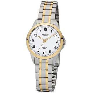 Regent Quarzuhr Regent Damen-Armbanduhr silber gold Analog, (Analoguhr), Damen Armbanduhr rund, klein (ca. 29mm), Edelstahlarmband silberfarben