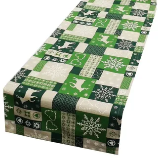SCHÖNER LEBEN. Tischläufer Schöner Leben Tischläufer Patchwork Weihnachten grün beige 40x160cm, handmade beige