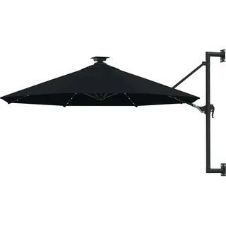 Sonnenschirm zur Wandmontage mit LEDs 300 cm Schwarz