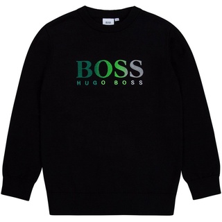 BOSS Strickpullover Hugo Boss Kids Strickpullover schwarz mit Logo 134-140
