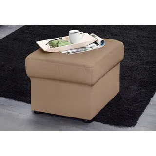 Hocker SIT & MORE "Bansin", braun, B:58cm H:45cm T:58cm, Luxus-Microfaser ALTARA NUBUCK (100% Polyester);SOFTLUX-Kunstleder;NaturLEDER (echtes Rindsleder)/Korpus SOFTLUX-Kunstleder, Hocker, Polsterhocker Lederhocker